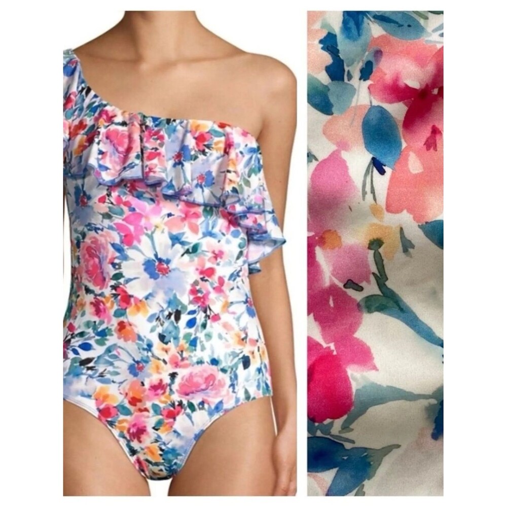 Shoshanna 6 Floral Pink Blue One Piece Swimsuit